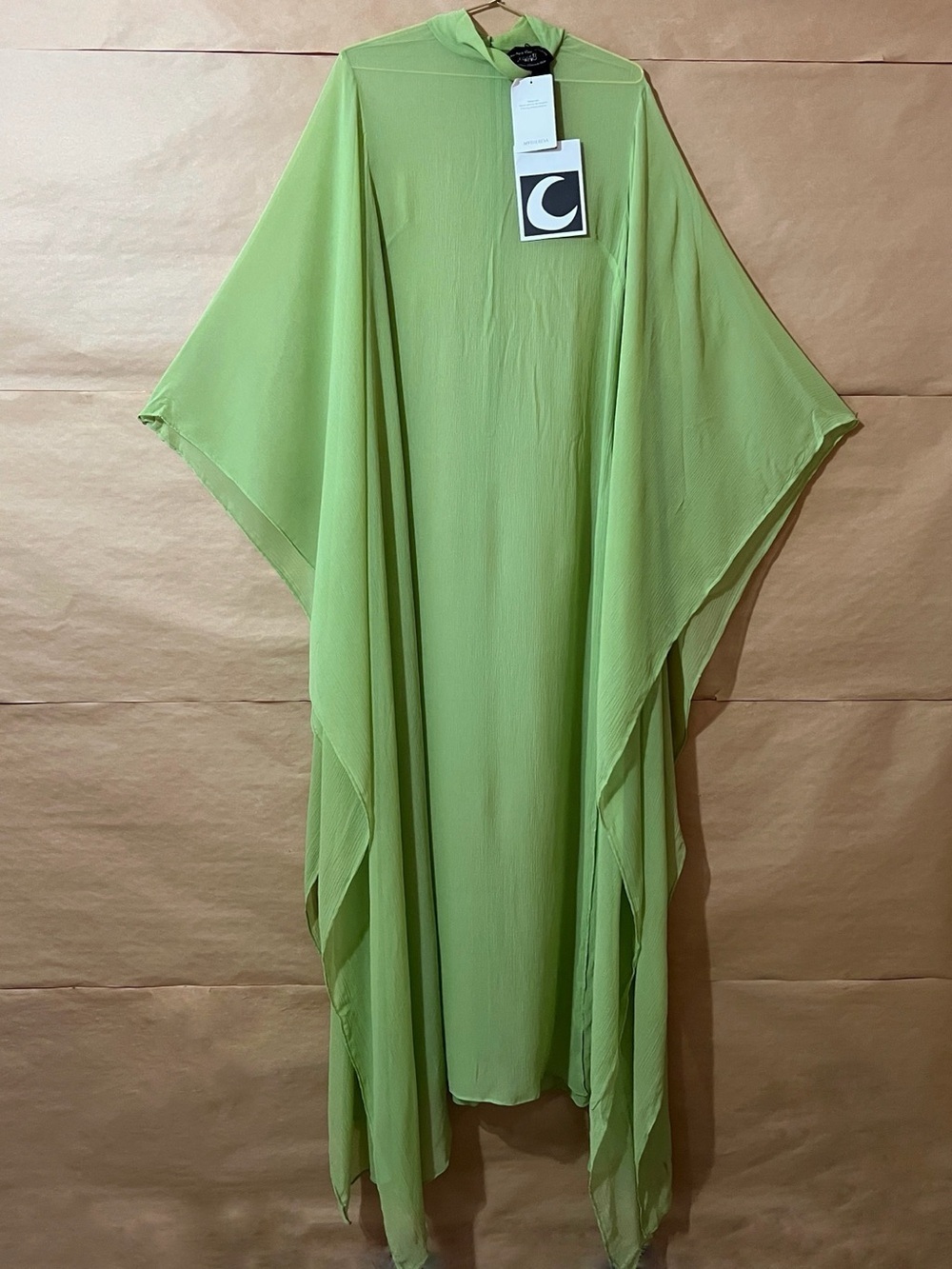 Taller Marmo | NWT Lanzarote Silk Kaftan Dress Sheer Apple Green Size 10 (IT 46)